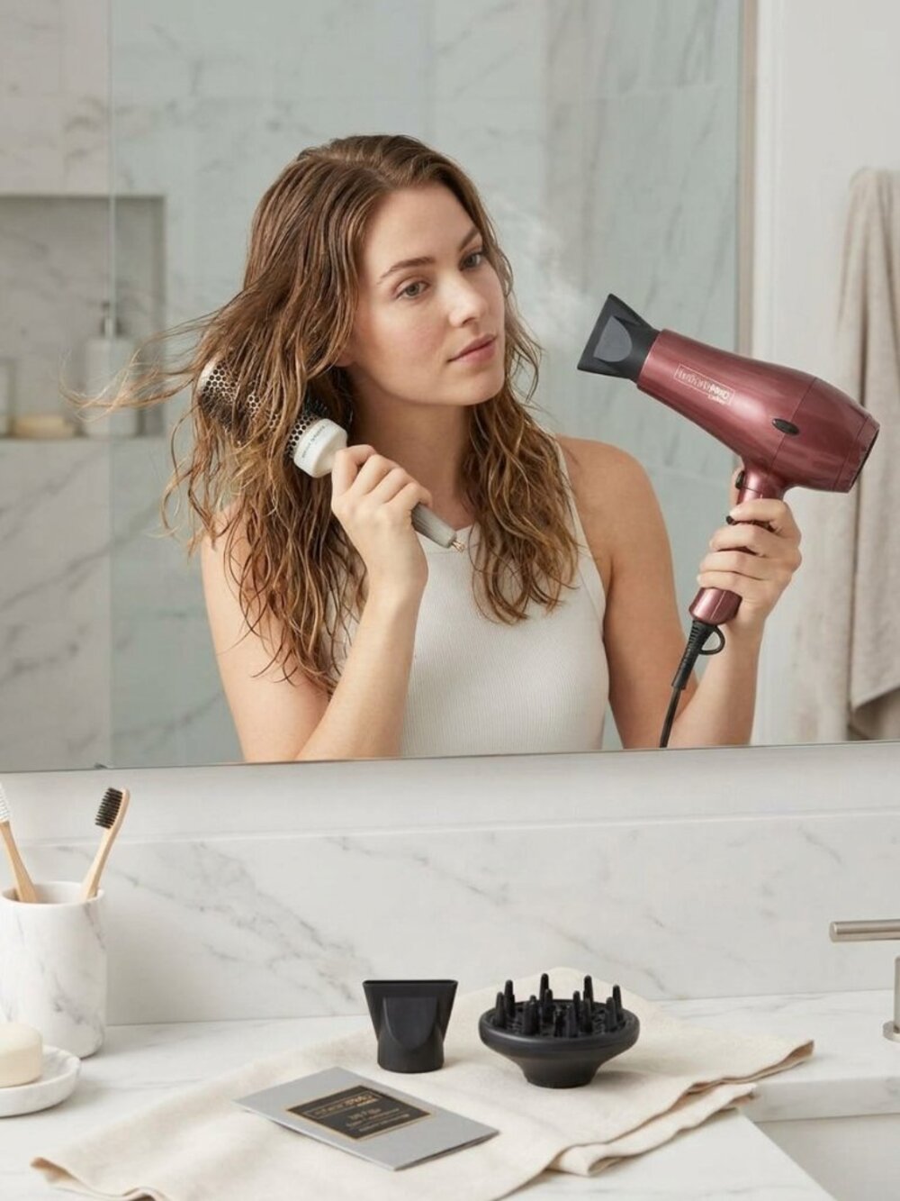 InfinitiPRO by Conair 1875W Salon Performance Hair Dryer – Metallic Burgundy